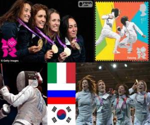Puzzle Γυναικεία foil ομάδα περίφραξη πόντιουμ, Ιταλία, Ρωσία και Νότια και Κορέας - London 2012-